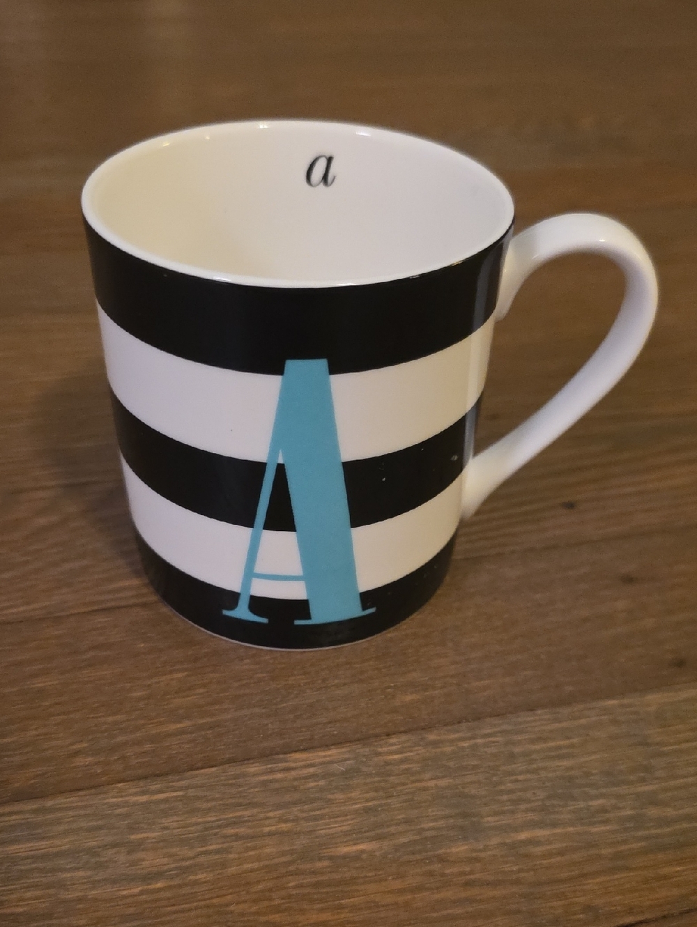 kate spade NY/ Lenox: "Wickford Red Letter Day" Mug with Aqua Monogram A